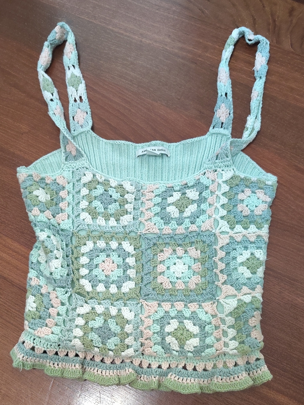 American Eagle Crocheted Square Tank Top Sz Md